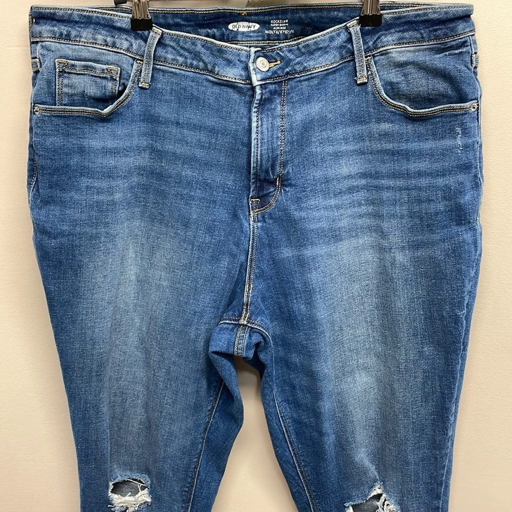 Old Navy Rockstar Super Skinny High Rise Secret Slim Pocket Distressed Denim 18L